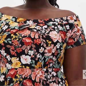 torrid Floral Mini Studio Luxe Ponte Off-Shoulder Skater Dress